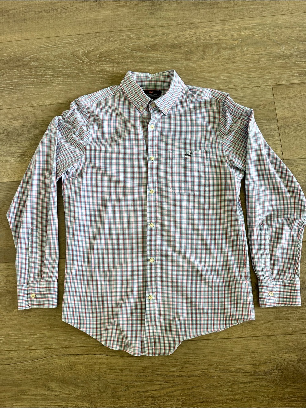 Vineyard Vines Men's Button-Down Plaid Shirt - White with Pink & Blue Checks